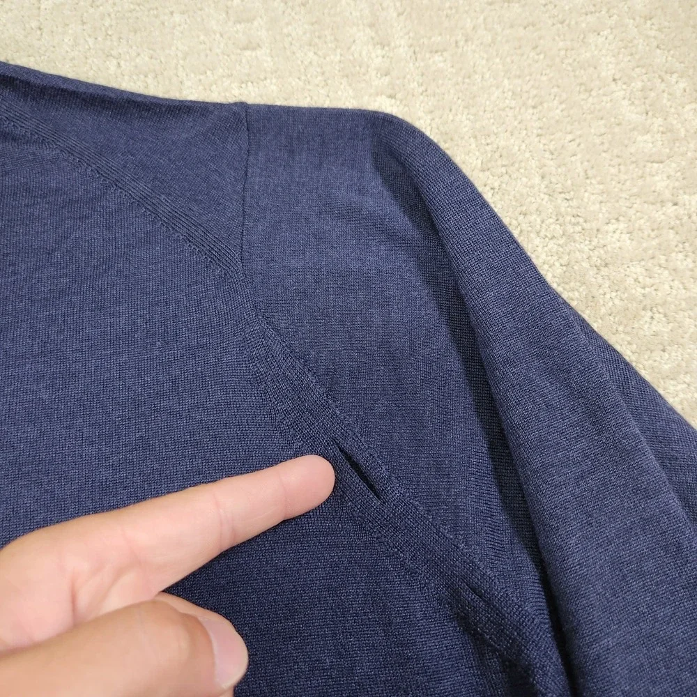 Peter Millar Sweater *READ* Men Large XL Silk Linen Blend Knit 1/4 Zip Blue